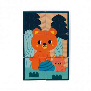 6 Cubes en bois animaux Wwf - un jeu - Janod