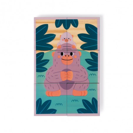 6 Cubes en bois animaux Wwf - un jeu - Janod