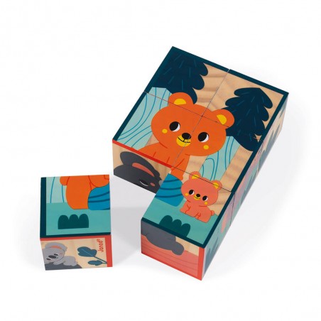 6 Cubes en bois animaux Wwf - un jeu - Janod