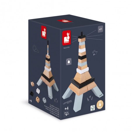 Jeu de construction pour enfants - Tour Eiffel bois à construire - Janod