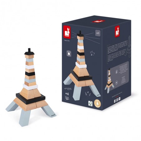 Jeu de construction pour enfants - Tour Eiffel bois à construire - Janod