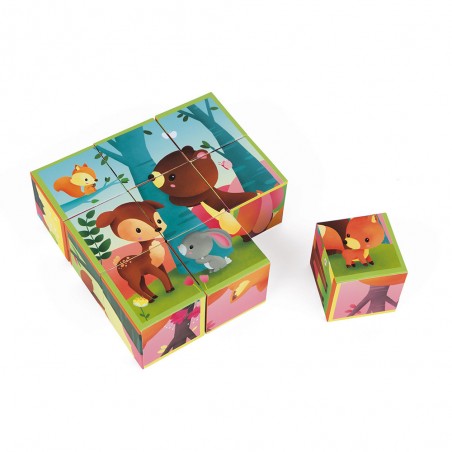 Kubkid - Animaux de la forêt 9 cubes - Un jeu - Janod