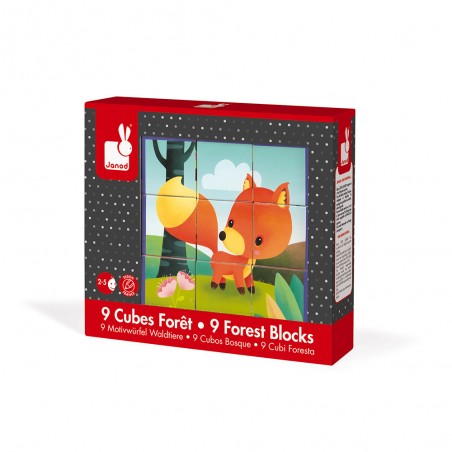 Kubkid - Animaux de la forêt 9 cubes - Un jeu - Janod