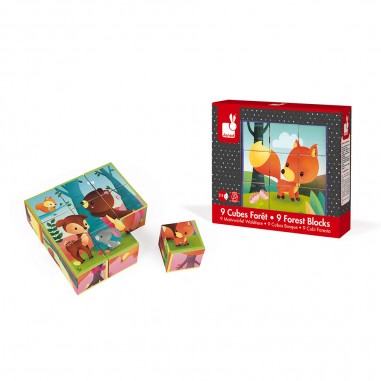 Kubkid - Animaux de la forêt 9 cubes - Un jeu - Janod