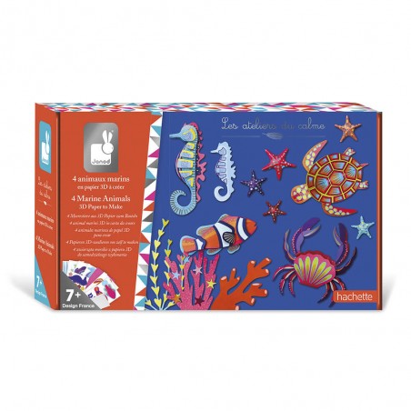 Kit créatif : trophées 3d en papier - animaux marins - Janod