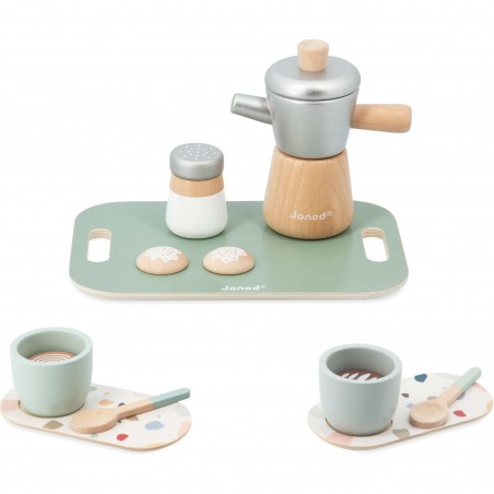 Set café jouet - Accessoires dinette bois, enfant dès 2 ans - Janod