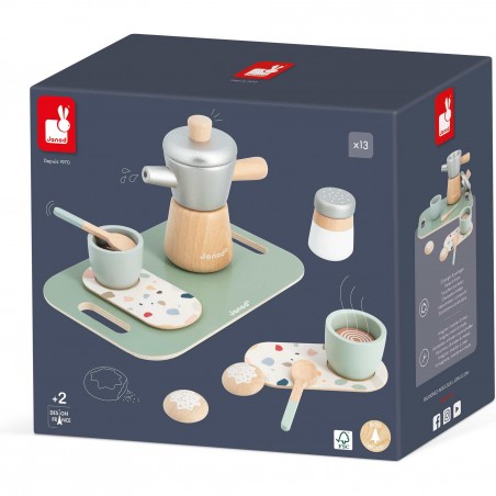 Set café jouet - Accessoires dinette bois, enfant dès 2 ans - Janod