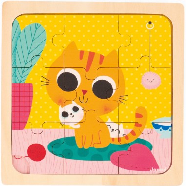 Puzzles bois bébé - Puzzles animaux 9 pièces, enfant 18 mois - Janod