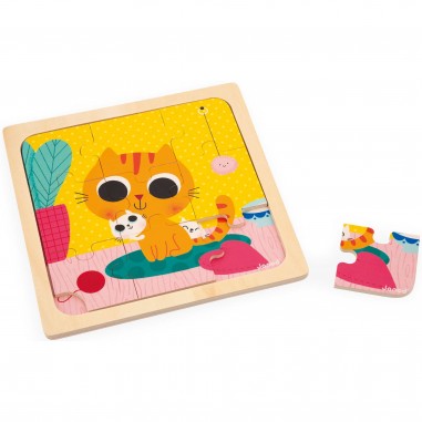 Puzzles bois bébé - Puzzles animaux 9 pièces, enfant 18 mois - Janod