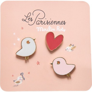 3 Pin's Oiseaux "Les Parisiennes" - Moulin Roty