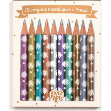 Crayons de couleurs métalliques - Djeco