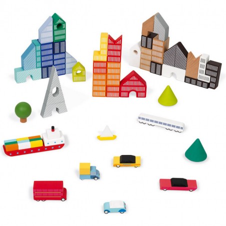 Kubix 60 blocs et puzzle Ville - Un jeu - Janod