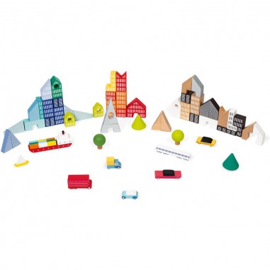 Kubix 60 blocs et puzzle Ville - Un jeu - Janod