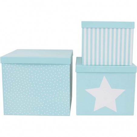 Set 3 boîtes cubes bleues - Jabadabado