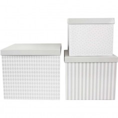 Set 3 boîtes cubes grises - Jabadabado