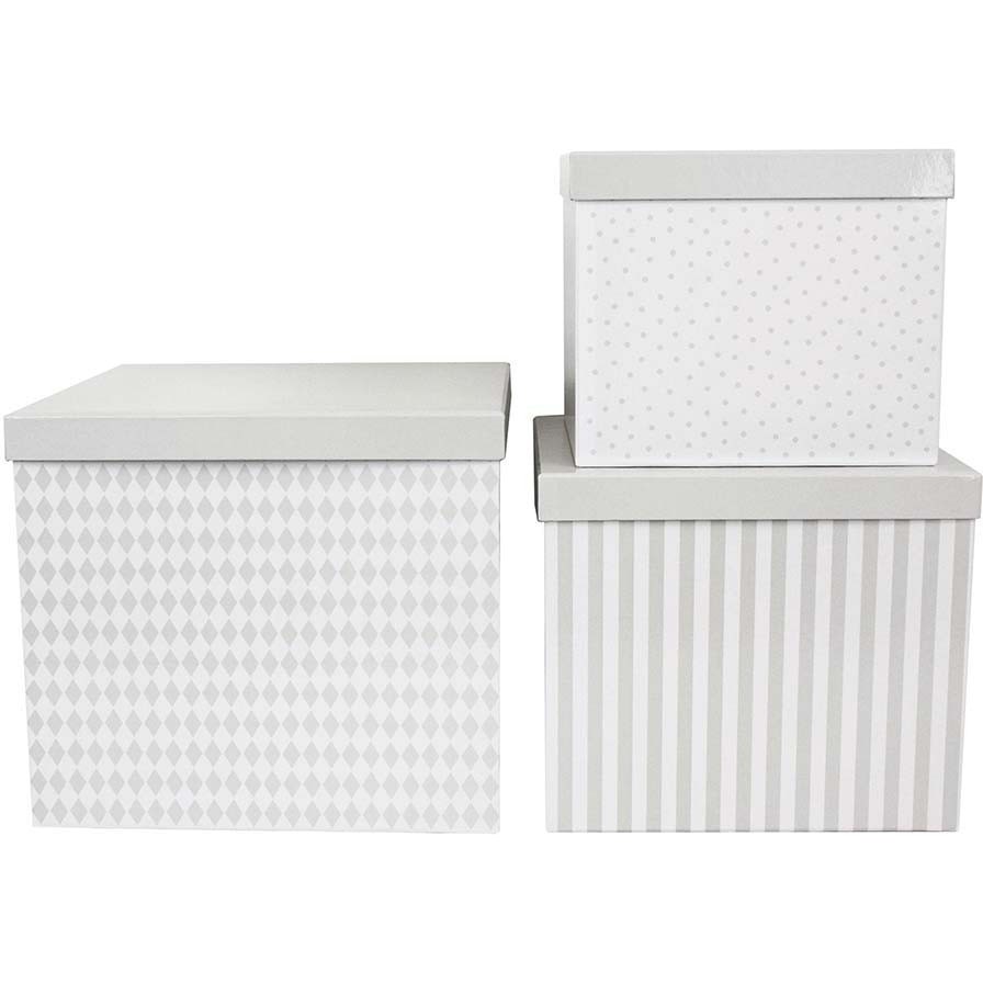 Jabadabado Set 3 boîtes cubes grises