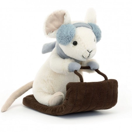 Peluche souris sur une luge Merry - Jellycat