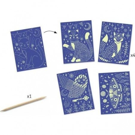 Cartes à Gratter phosphorescentes "Dans La Nuit"