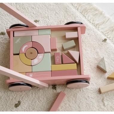 Chariot à blocs - Flowers - Little Dutch