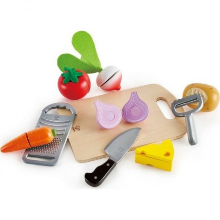Hape Chef's Choice Kit de cuisine en bois pour enfant et ensemble  d'accessoires alimentaires 