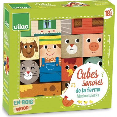 Cubes en bois sonores de la ferme - Vilac