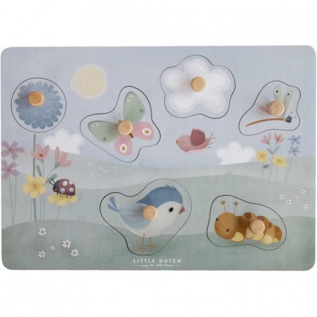 Puzzle tactile Flowers & Butterflies - Little Dutch