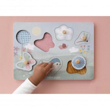 Puzzle tactile Flowers & Butterflies - Little Dutch