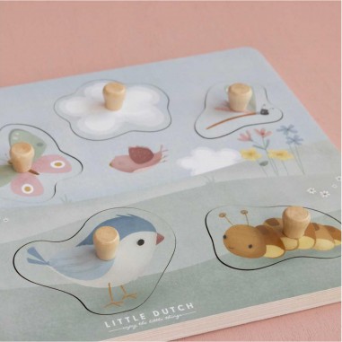 Puzzle tactile Flowers & Butterflies - Little Dutch