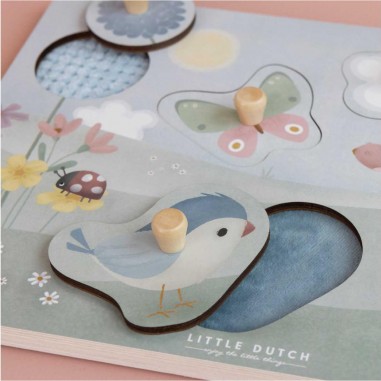 Puzzle tactile Flowers & Butterflies - Little Dutch