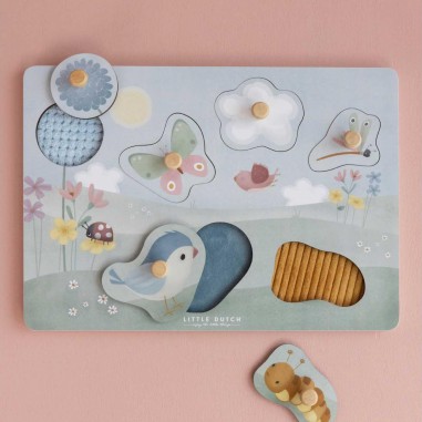 Puzzle tactile Flowers & Butterflies - Little Dutch