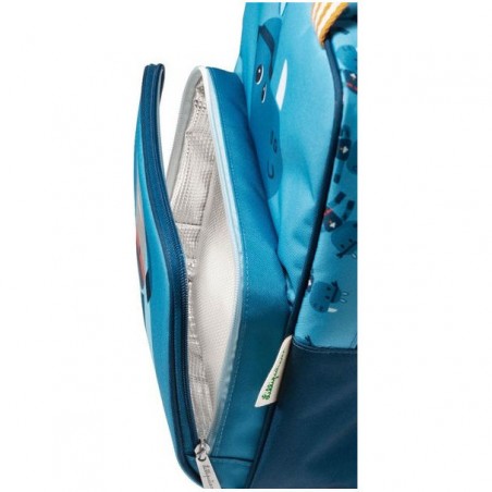 Sac à dos bleu rhino avec poche isotherme pour conserver le déjeuner - Lilliputiens