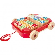 Chariot à tirer avec cubes en bois - Hape - Hape Toys
