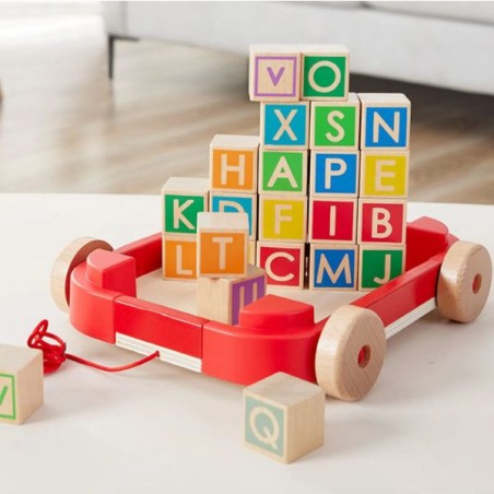 Chariot à tirer avec cubes en bois - Hape - Hape Toys