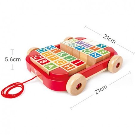 Chariot à tirer avec cubes en bois - Hape - Hape Toys