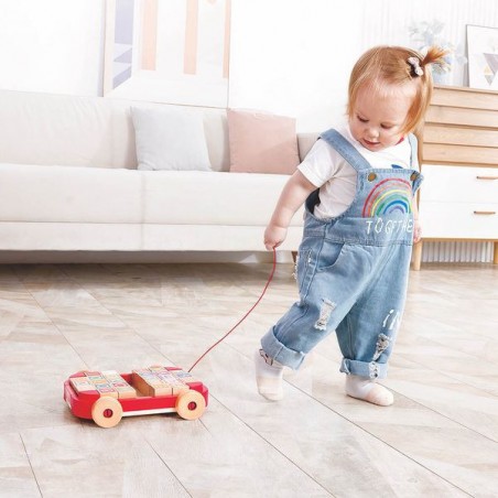Chariot à tirer avec cubes en bois - Hape - Hape Toys