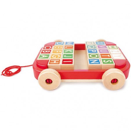 Chariot à tirer avec cubes en bois - Hape - Hape Toys