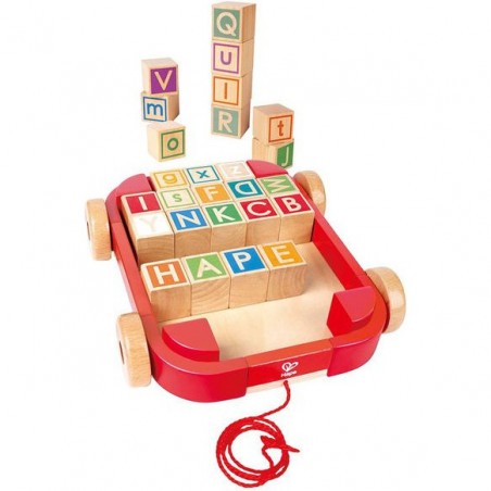 Chariot à tirer avec cubes en bois - Hape - Hape Toys