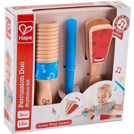 Duo de Percussion en bois instrument de musique de Hape - Hape Toys