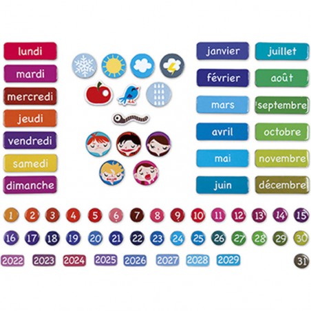 Lot de 71 Magnets pour Agenda Magnétique Une Belle Journée : Pièces d'usure - Janod