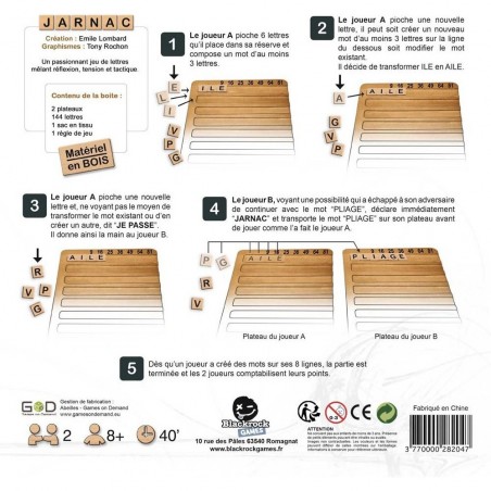 Jarnac - Jeux de société - Jeu de lettres - Blackrock Games