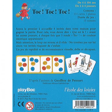 Toc! Toc! Toc! - Jeu de société - École des loisirs - L'école Des Loisirs