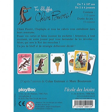 Tu Bluffes Chien Pourri - Jeu de société - École des loisirs - Blackrock Games