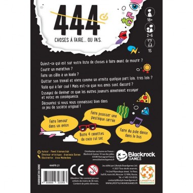 444 choses à faire… ou pas - Boardgames Ltd - Jeux de société - Lifestyle