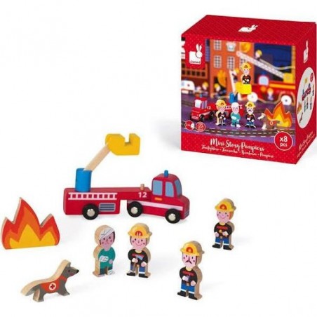 Figurines en bois Pompiers Mini Story Janod