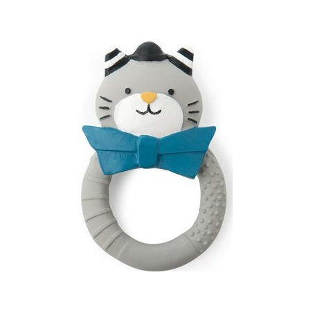 Anneau de dentition caoutchouc Chat gris "Les Moustaches" - Moulin Roty