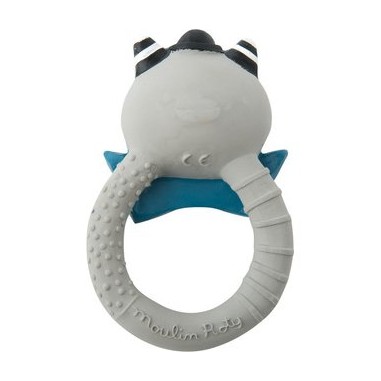 Anneau de dentition caoutchouc Chat gris "Les Moustaches" - Moulin Roty