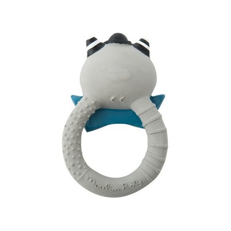 Anneau de dentition caoutchouc Chat gris "Les Moustaches" - Moulin Roty