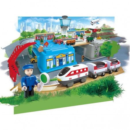 Coffret de train en bois 2 en 1 Cityscape - Hape