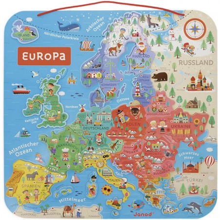 Puzzle magnétique allemand - Carte éducative Europe magnétique - Janod