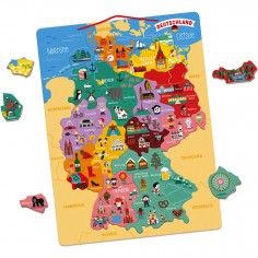 Puzzle Carte d'Allemagne Magnétique - bois - : Puzzles magnétiques - Janod 2